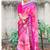 Digital print zari cotton lilen  saree with multicolored cotton tussle at pallu