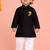 boys black cotton kurta pyjama with bal hanuman print	