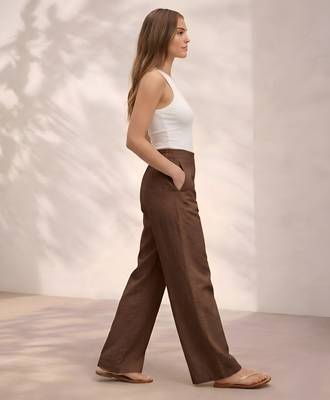 Chocolate casual linen blend straight fit pants 4