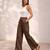 Chocolate casual linen blend straight fit pants