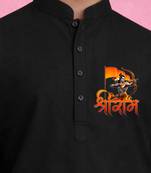 Boys black pure cotton kurta pyjama set     ram navami special print