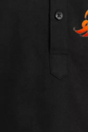 Boys black pure cotton kurta pyjama set     ram navami special print