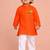 boys orange cotton kurta pyjama with bal hanuman print