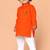 boys orange cotton kurta pyjama set with shree ram print