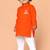 boys orange cotton kurta pyjama set with jay shree ram print