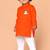 boys orange cotton kurta pyjama set with bal hanuman print