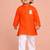 boys orange pure cotton kurta pyjama set with hanuman print