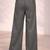 Dark grey casual linen blend straight fit pants