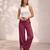 Maroon casual linen blend straight fit pants