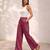 Maroon casual linen blend straight fit pants