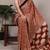 Peach color Fancy Printed Dull Satin Saree