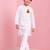 boys white cotton kurta pyjama set with hanuman sticker print 