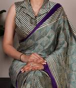 teal dull satin saree with fancy print