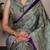 Teal color Fancy Printed Dull Satin Saree