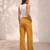 Mustard casual linen blend straight fit pants