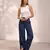Navy blue casual linen blend straight fit pants