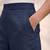 Navy blue casual linen blend straight fit pants