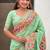 light green silk saree with kashmiri thread work