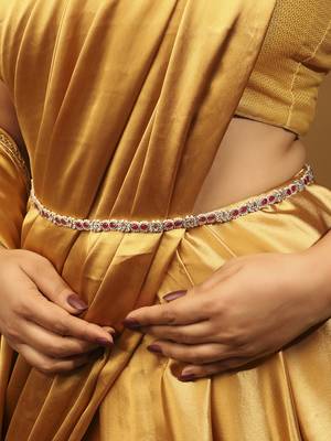 designer oval pearl brown kundan gold plated kamarband 7