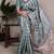 Grey Color Printed Tasar Silk With Viscose Border  Saree