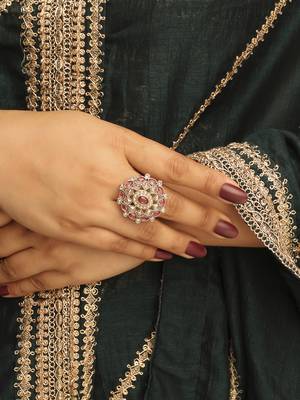 elegant gold plated adjustable ring with red stone detailing 6