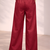 Red casual linen blend straight fit pants