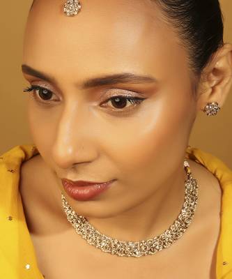 brown alloy choker set with kundan stone work 1