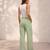 T-green casual linen blend straight fit pants