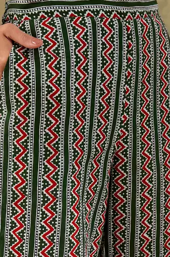 Brown floral block print cotton straight kurta pant dupatta set
