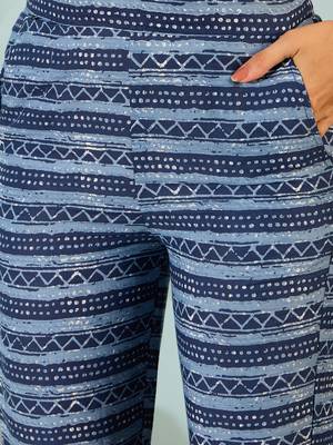Blue floral block print cotton straight kurta pant dupatta set 3