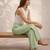 T-green casual linen blend straight fit pants