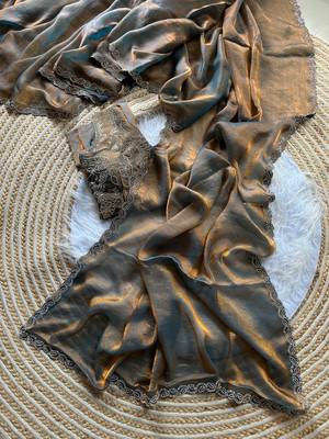 light grey satin silk saree with jarkhan diamond work 2