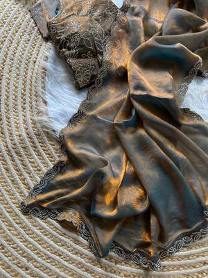 light grey satin silk saree with jarkhan diamond work 5