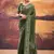 green crepe saree with printed work