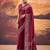 Wine Color Printed Crepe Saree