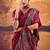 Wine Color Printed Crepe Saree