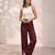 Wine casual linen blend straight fit pants