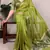 olive cotton silk saree with woven zari design