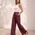 Wine casual linen blend straight fit pants