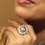 Flower design white stone antique gold plated brass adjustable finger ring for women and girls