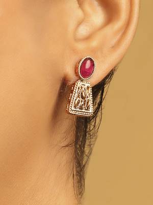 rajwadi gold plated pink stone choker set with maangtikka 7