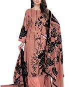 Orange color crepe silk printed women unstitched dress material