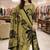Green color crepe silk printed women unstitched dress material