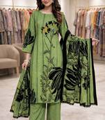 Green color crepe silk printed women unstitched dress material