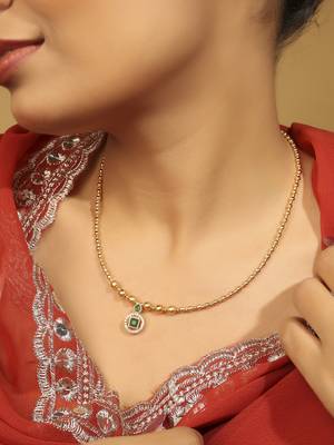 traditional gold plated choker necklace set 7