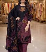Pink color crepe silk printed women unstitched dress material
