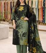 Green color crepe silk printed women unstitched dress material