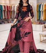 Pink  color crepe silk printed women unstitched dress material