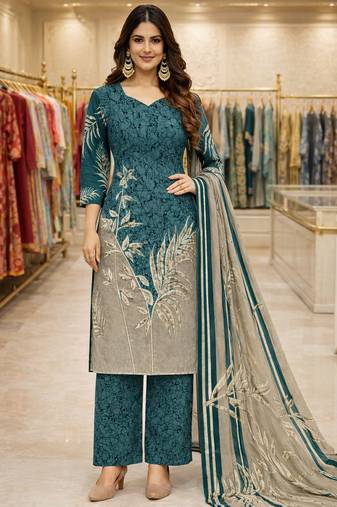 Multicolor  color crepe silk printed women unstitched dress material