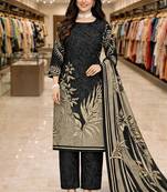 Black  color crepe silk printed women unstitched dress material
